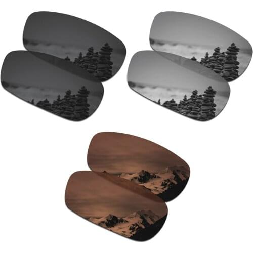 SmartVLT 3 Pairs Polarized Sunglasses Replacement Lenses for Oakley Crosshair 2.0 Black & Silver Titanium & Amber Brown