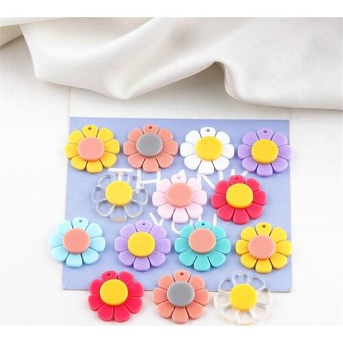 8pcs Flower Cabochon For Earrings Studs DIY Jewelry Charms Doll keychain Daisy Necklaces Bracelets Bangle Gift Hair Jewelry DIY
