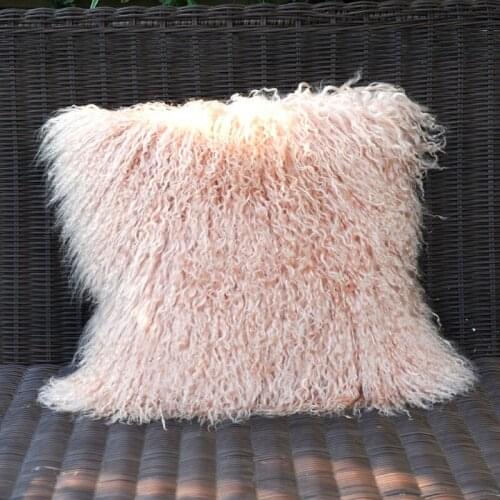 FREE SHIPPING CX-D-04L Fashion Home Decorative Custom Size Lamb Fur Pillowcase Pillow Case Light Pink Cushion Cover