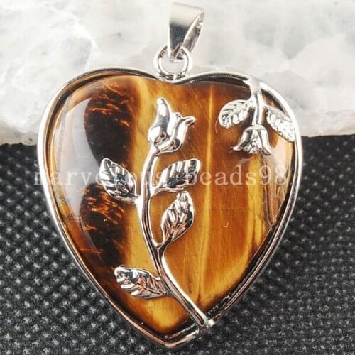 Free Shipping Beautiful jewelry Smart Tigers Eye Heart Pendant Bead MC3553