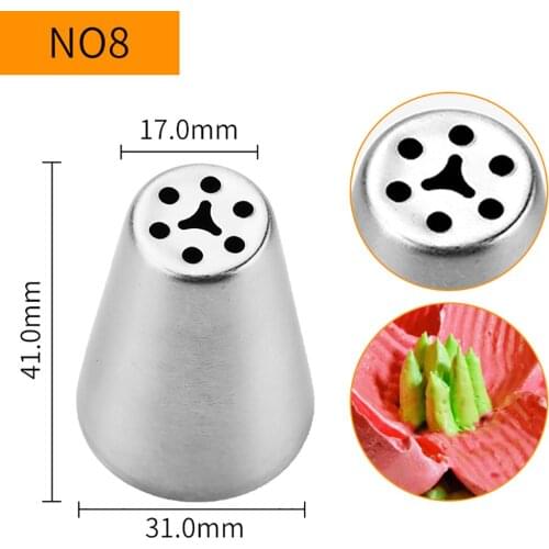 Free Shipping Stainless Steel 18/8 Standard Cake Decorating Russian Flower Pastry Icing Tips #NO8