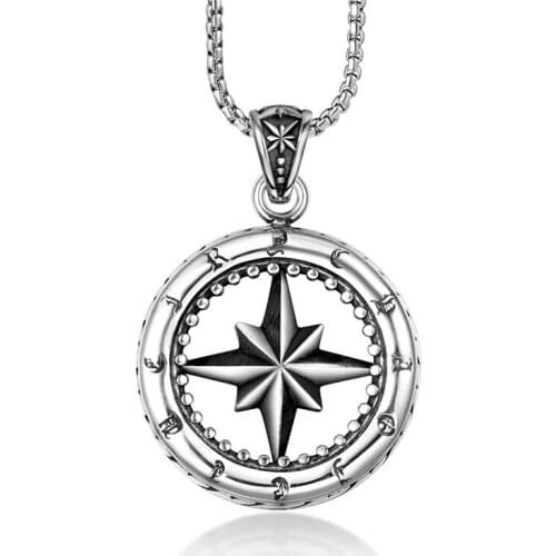Retro Wheel Tire Pendant Necklace for Men Boy Stainless Steel Chain Link 24Inch Male Jewelry Accessories