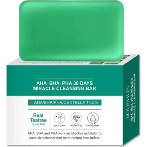 Tea Tree Cleansing Bar Face & Body Exfoliating Deep Cleaning Pores AHA BHA PHA 30 Days Miracle Soap Hydrating Moisturizing