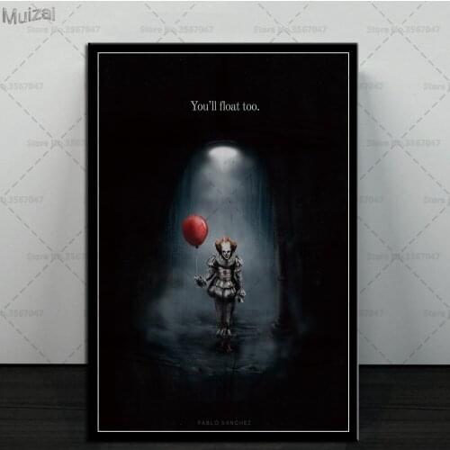 Art Poster IT Movie Stephen King Horror Film Canvas Painting Retro Wall Pictures Prints for Living Room Home Decor