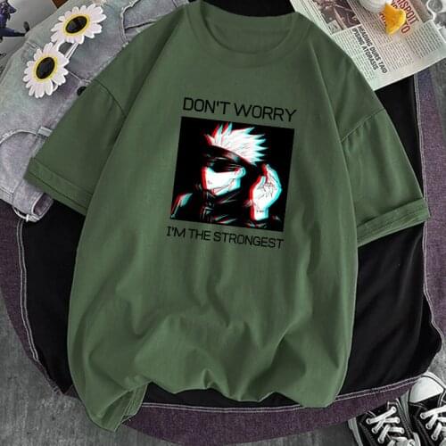 Jujutsu Kaisen Gojo Satoru Oversize T-shirt Hip Hop Plus O Neck Black Short Sleeve Top Tee 2021 New Crewneck Camiseta Hombre