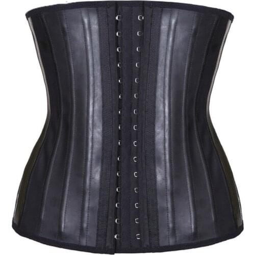 Shinning Latex Waist Trainer 25 Spiral Steel Boned Black Cream Waist Slimming Cincher 3 Hooks And Eyes Corset Underwear Corselet