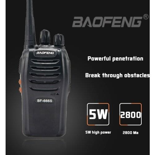 Hot 2Pcs/lot Baofeng BF-666S Walkie Talkie USB Charge Handheld Two Way Ham Radio 5W 16CH UHF 400-470MHz BF666S Walkie-Talkie
