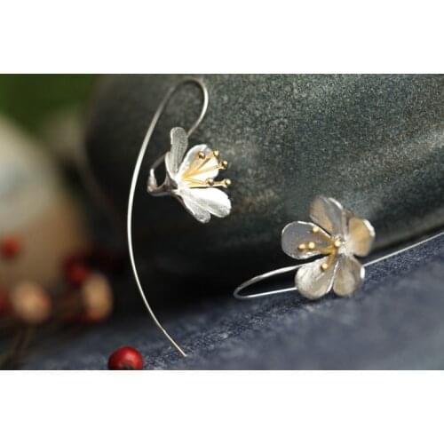 Fashion 925 Sterling Silver Flower Earrings Tassel Earrings Jewelry Sterling-Silver-Jewelry Pendientes Mujer Moda orecchini
