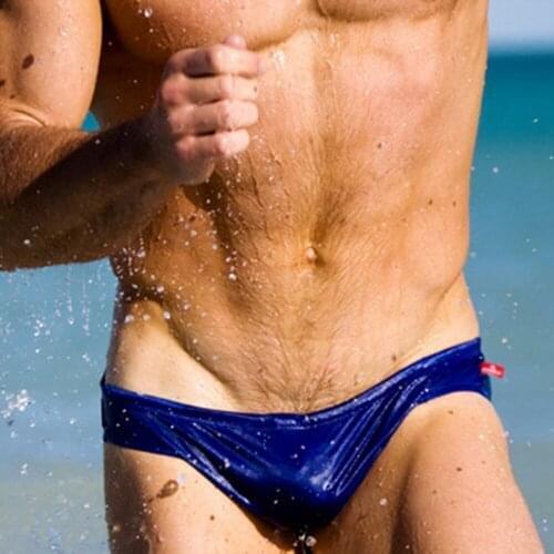 Men Underwear Briefs Summer Sexy Surf Swimming Low Waist Solid Color Blue Seamless Underpants Slim Smooth Daily Nylon European