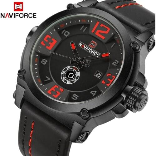 NAVIFORCE Top Luxury Brand Mens Watches Business Water Resistance Quartz Wristwatch Fashion Sports Watch Men Leather Male Clock
