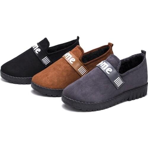 2020 Winter New Comfortable Flat Bottom Cover Solid Color Letters Warm Wild Casual Cloth Surface Fashion Womens Shoes B20-85