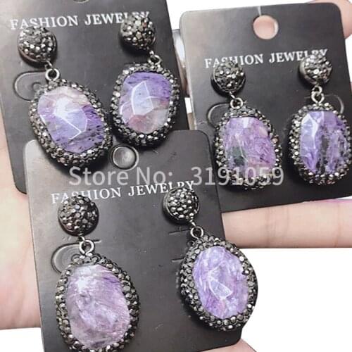 New Personality purple dragon crystal earrings simple elegant Crystal Purple Earrings female