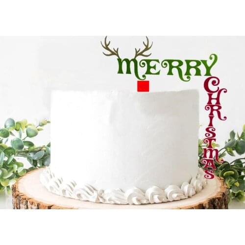 New Multicolor Merry Christmas Acrylic Cake Toppers Gold Xmas Cake Toppers Party Decor for Home Christmas Party Cake Decorations