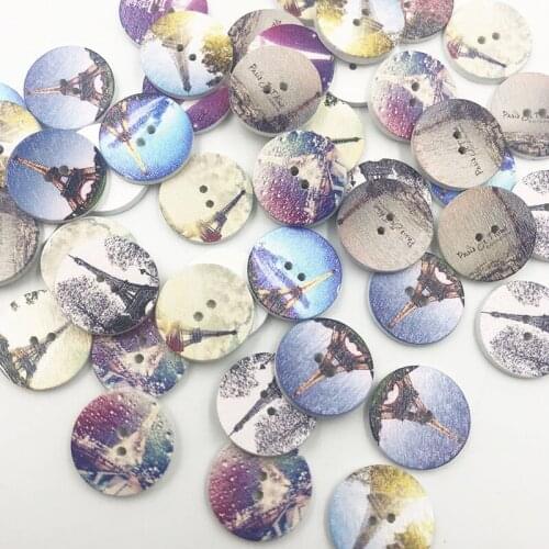 New 50pcs Tower Wood Buttons 20mm Sewing Craft Mix Lots Wholesales WB717