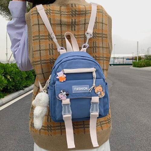 HOCODO New Solid Color Women Small Backpack Leisure Travel Backpack For Teenage Girls Cute School Bag Female Kawaii Shoulder Bag