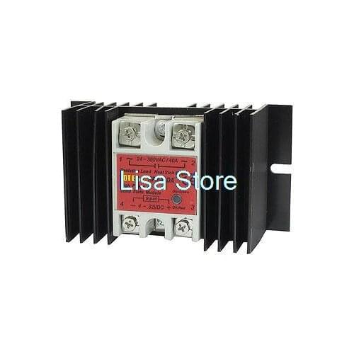 Single Phase Solid State Relay HPR-40DA 4-32V DC 24-380AC w Black Heat Sink