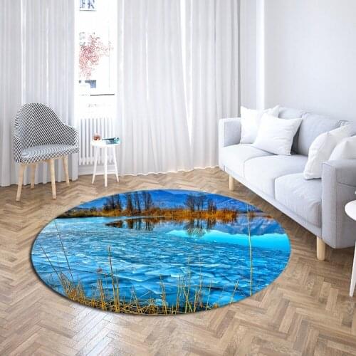 Custom Ice World Print Landscape Round Area Rugs Modern Decor Floor Mat Bedroom Carpet for Living Room Large Yoga Mat Chair Mats