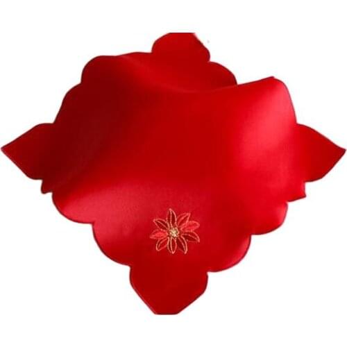 HOT red Lace satin Placemat Embroidery Table place Mat cloth coffee Doily Cup tea dining Coaster mug wedding drink Pad kitchen