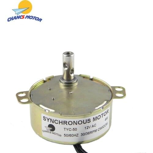 CHANCS Synchronous Motor TYC-50 12V AC 30-36RPM CW/CCW 4W Small Electric Motor