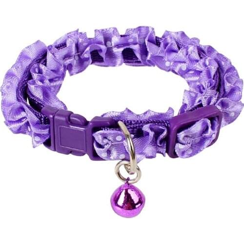 Factory Direct Sell Lace Dog Puppy Cat Collars Dot Pattern Adjustable Pet Neck Chain With Bell Pet Collar for Small dogs Cat