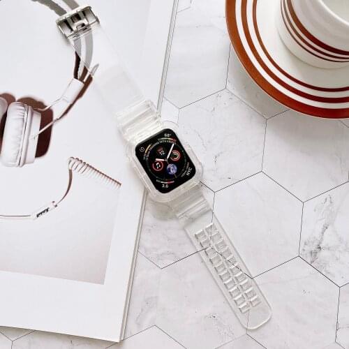 38mm/40mm SE6 5 4 Transparent Strap For Apple Watch Plastic Case Band for Iwatch 42mm/44mm Series 3 2 1 Replacement Wristband