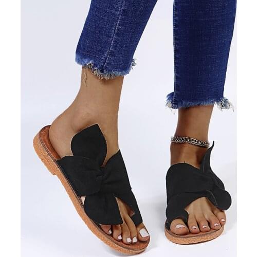 Roman Style Flat Bow Slippers Sandals Women Shoes Non-slip Flat Beach Slipper For Woman Босоножки Женские 2021 Zapatillas Mujer