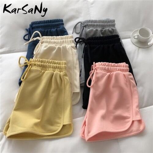 KarSaNy Cotton Shorts For Women Summer Elastic Waist Short Pants Women Loose Wide Leg A Line Womens Shorts High Waist 2021