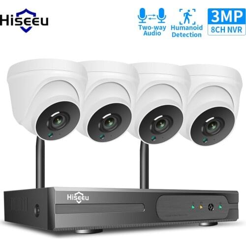 Hiseeu 3MP 1080P HD IP Security Camera System Kit 8CH NVR Kit Outdoor Smart Home Wireless WiFi Video CCTV Surveillance System