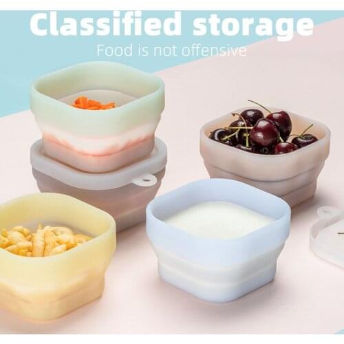 BPA Free Silicone Folding Bowl For Baby Food Container Safety Tableware Portable Microwavable Snack Fruit Organizer
