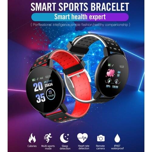 119 Plus Smart Watch Real-time Weather Forecast Activity Tracker Heart Rate Monitor Sports Fitness Bracelet for Android IOS 2021