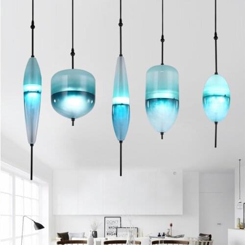 Modern art glass nordic deco pendant lamp blue white optional high quality glass led pendant light for dining kitchen bedroom