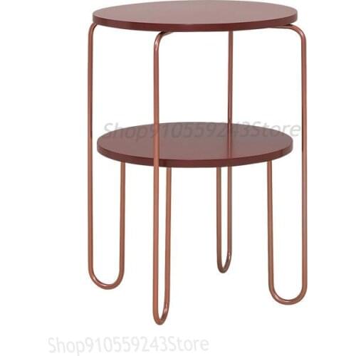 Light Luxury Sofa Side Table Wrought Iron Net Red Small Round Table Simple Nordic Creative Bedside Table Designer