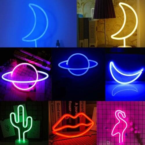 LED Neon Light Wall Art Sign Lights Bedroom Decoration Hanging Desk Astronomical Patterns Shaped Color Neon Lamp Party Holiday