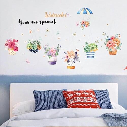 Fresh Potted Plant Wall Sticker Beautiful Flower Pot Home Decor Creative Art Room Decoration PVC Vinyl Nature Plant Wall Decals