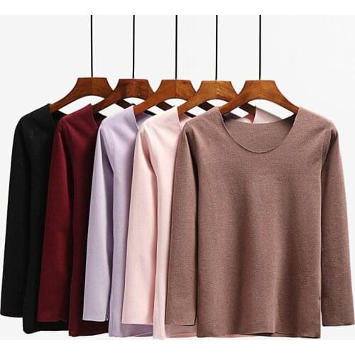 Non-marking thermal underwear womens double-sided plus velvet heating autumn clothes inner wear base coat loose large size body