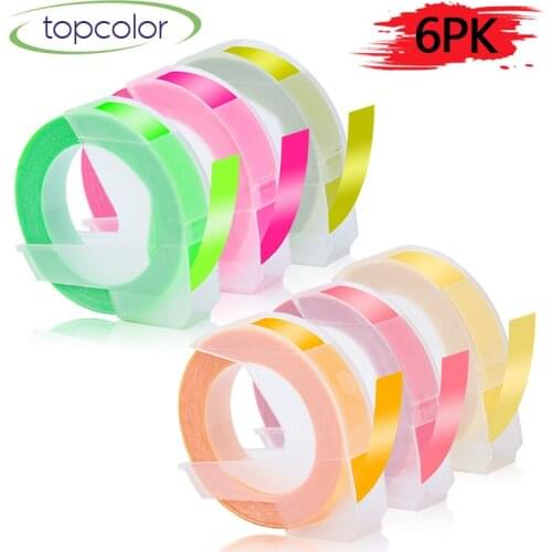 Topcolor Fluorescent Color 3D Label Tape Fit Dymo Embossing Label Maker 9mm High Adhesive Plastic Label for Dymo 1610 12965 1880