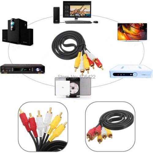 200PCS/LOT High quality 3 RCA to 3 RCA Male to Male Cable DVD Audio Video TV AV Cable 1.5M