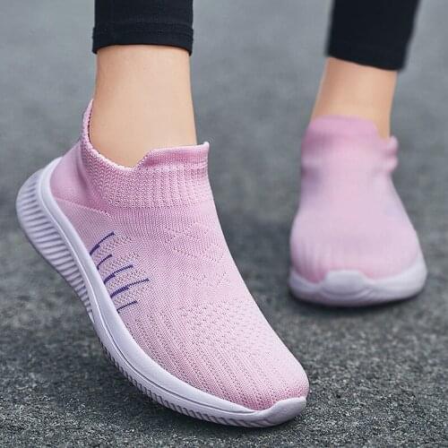 Women High quality Flats Sneakers 2021 New Fashion Sneakers for Women Casual Slip On Sock Trainers loafers Women Shoes