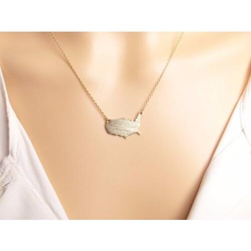 30Pcs_Tiny Outline Verenigde Staten Kaart Ketting Kaart Ketting Geometrische Amerika Land Natie Ketting Voor Aarde