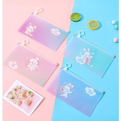 36 pcs/lot Cartoon Rabbit Ring Pencil case Kawaii Mask Storage Bag Stationery Pouch Office School Supplies Promotion Gift