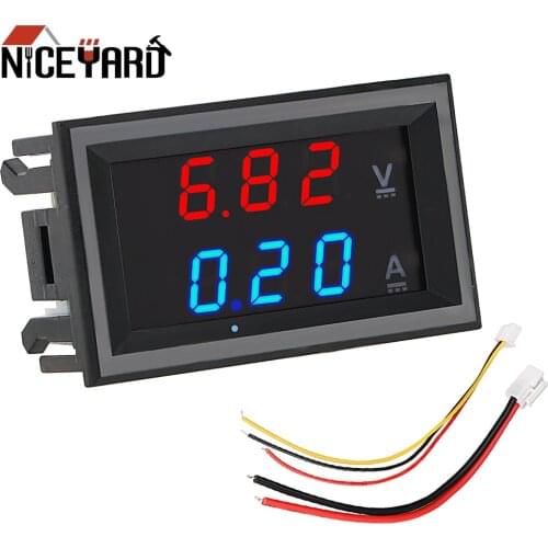 Amperemeter Voltage Indicator Tester LED Display Mini Digital Voltmeter Ammeter with Cable Volt Ampere Meter DC 100V 10A