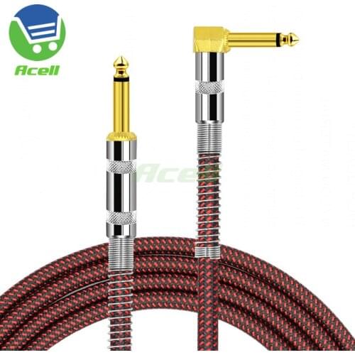 1/4-inch 6.35mm/TS Audio Cable Right Angle to Straight for Fender Gibson Suhr PRS Ibanez Music-Man Gretsch Electric Guitars