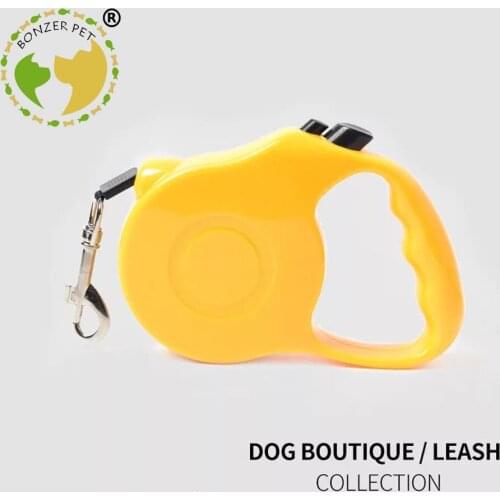 Bonzerpet 3m 5m Retractable Dog Leash Solid Color Fashion Auto Traction Rope Nylon Walking Leash for Small Medium Dogs Cats