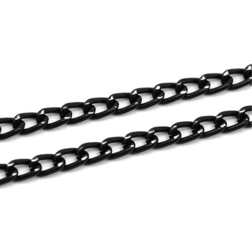 5M Link Open Curb Aluminum Chain Black Oval Jewelry Making DIY Finding 6x3.5mm