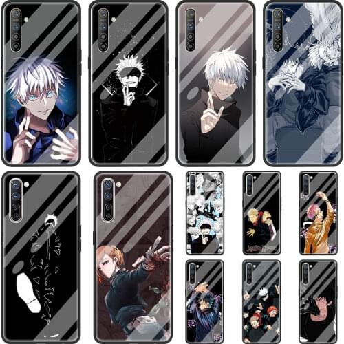 Anime jujutsu kaisen Phone Case For Realme C3 7 6 5 Pro XT 7i Tempered Glass Cover For Oppo A9 A52 Find X2 Lite Funda Shell