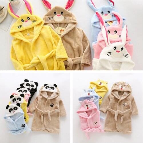 Children Cartoon Clothing Kid Robe Baby Girl Spring Mickey Minnie Mermaid Clothes Kid Long Sleeve Hooded Boy Bath Towel Bathrobe