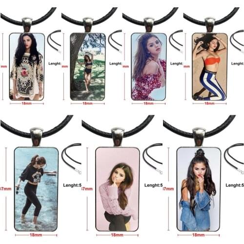 For Girls Custom Star Selena Gomez Necklace Fashion Long Chain With Rectangle Necklace Jewelry