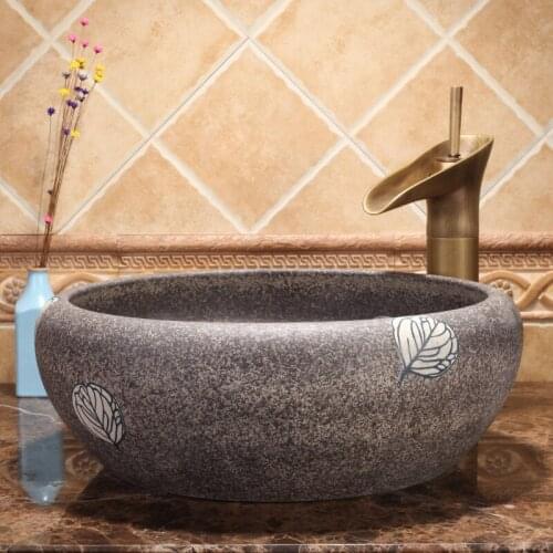 China Artistic Handmade porcelain art Lavobo Round Countertop ceramic antique hand wash basin