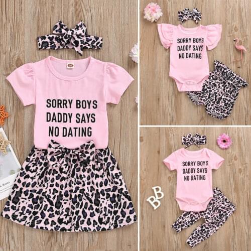 2020 Summer Sister Matching Clothing Set Baby Girl Romper Tops Shorts Pants Dress Leopard Print Outfits 0-5Y