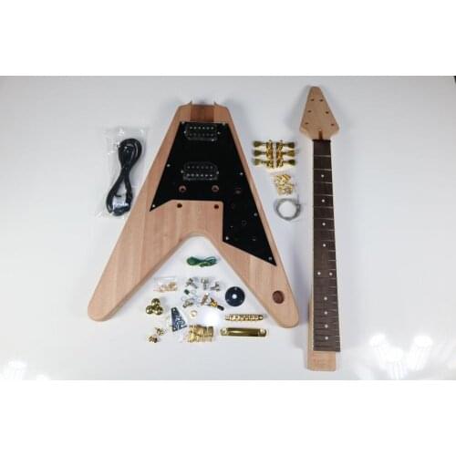 1set Electric guitar Kit 22 Guitar neck Guitar Body Mahogany Rosewood V shape